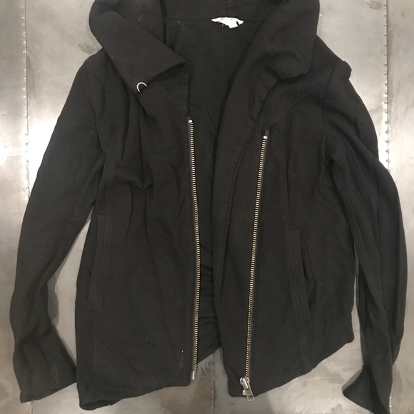 Helmet Lang black villous asymmetrical zip up - Picture 2 of 6